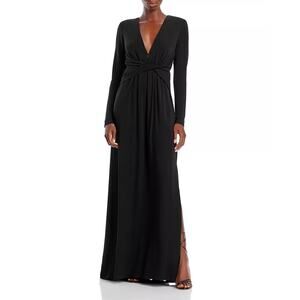 NWT Ramy Brook Black Eve Twist Waist Side Slit Evening Dress Size 4